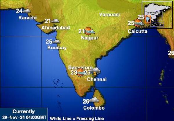 India Mapa temperatura Tempo 