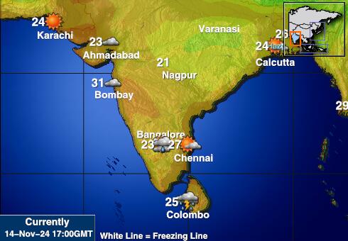 India Mapa teplôt počasia 