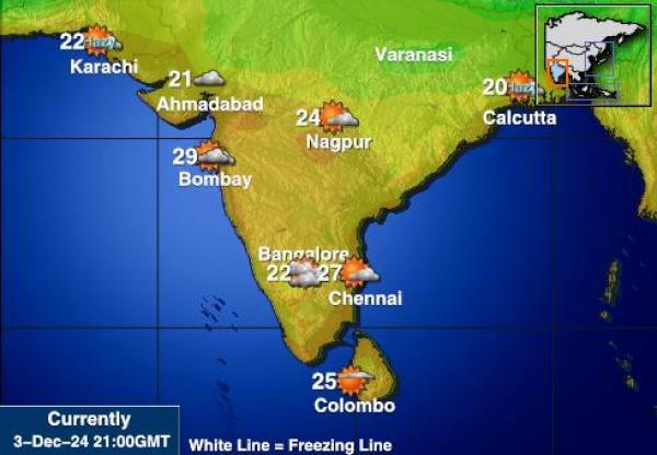 India Mapa de temperatura Tiempo 