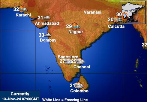 Индија Временска прогноза, Температура, Карта 