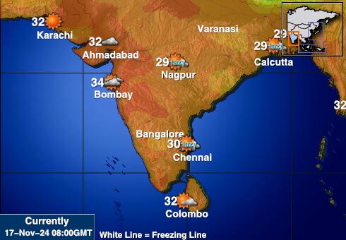 Indija Vreme Temperatura Zemljevid 