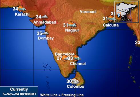 Indie Temperatura Mapa pogody 