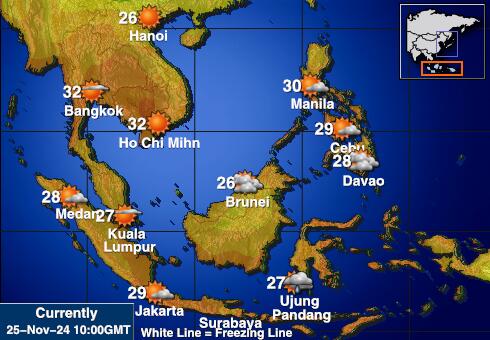 Indonezija Vremenska prognoza, Temperatura, karta 