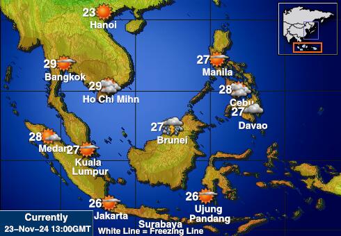 Indonésie Carte des températures de Météo 