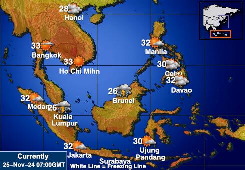 Indonesia Mapa temperatura Tempo 