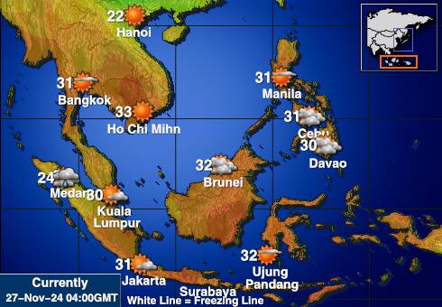 Indonesia Veður hitastig kort 