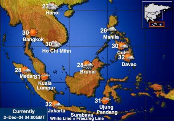 Indonesia Mapa de temperatura Tiempo 