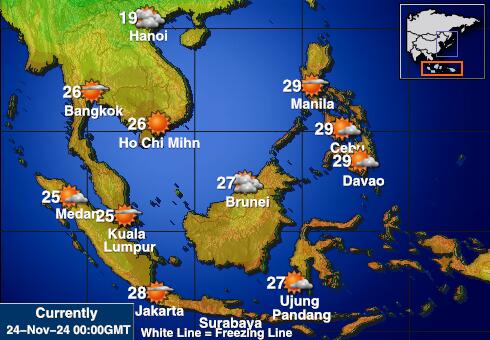 Indonezija Vremenska prognoza, Temperatura, karta 