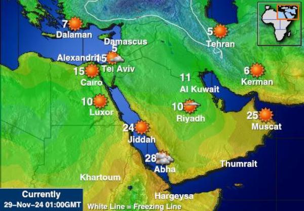 Iran Vremenska prognoza, Temperatura, karta 