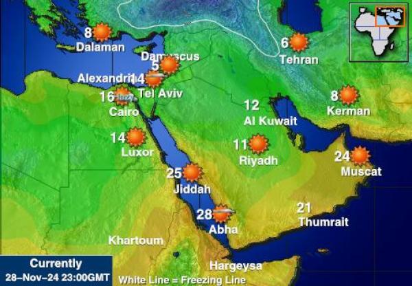 Irak Vremenska prognoza, Temperatura, karta 