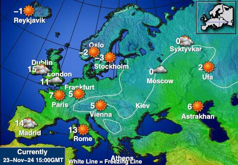 Italie Carte des températures de Météo 