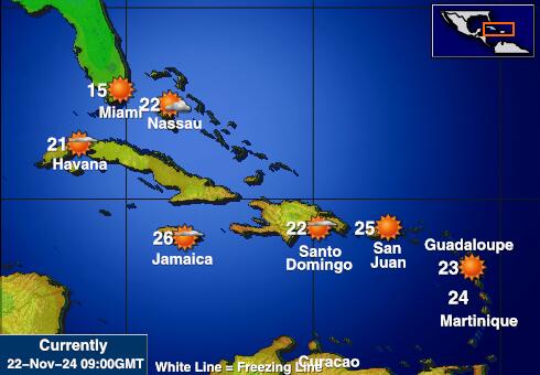 Jamaica Weer temperatuur kaart 