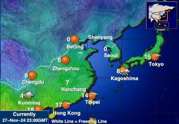 Japan Vremenska prognoza, Temperatura, karta 