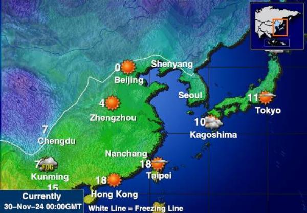 Japonia Harta temperaturii vremii 