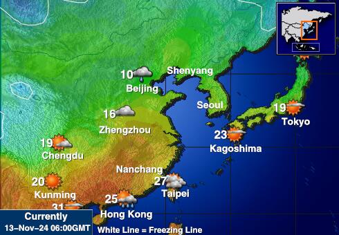 Japón Mapa de temperatura Tiempo 