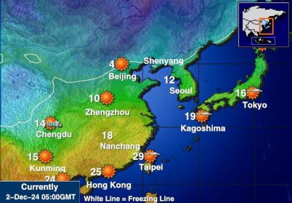 Japón Mapa de temperatura Tiempo 