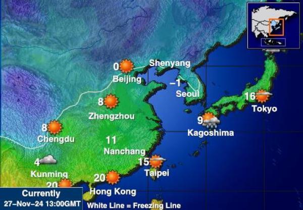 Japon Carte des températures de Météo 