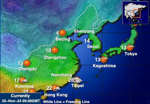 Japan Mapa temperatura Tempo 