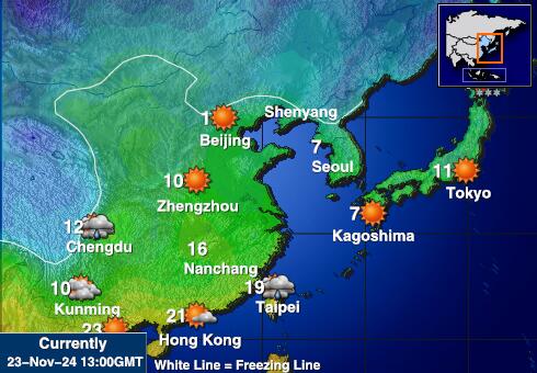 Japan Vejret temperatur kort 