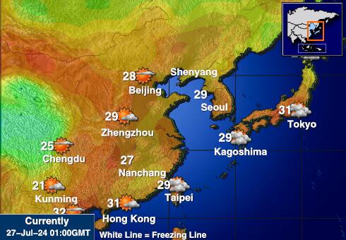اليابان خريطة درجة حرارة الطقس 