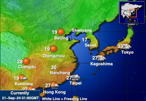 Japan Vremenska prognoza, Temperatura, karta 