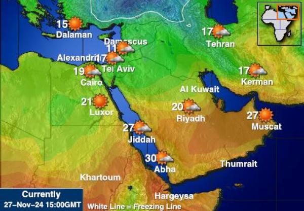 Jordanie Carte des températures de Météo 