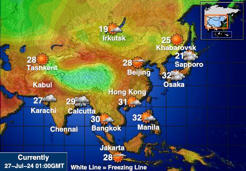 كازاخستان خريطة درجة حرارة الطقس 