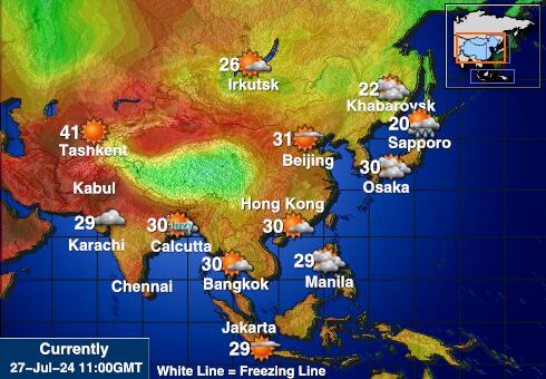 Казахстан Температурна карта за времето 