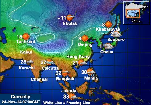 Kazachstan Temperatura Mapa pogody 