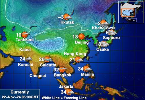 Kazachstan Weer temperatuur kaart 