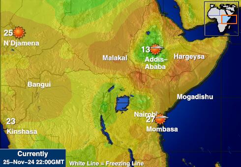 Kenia Weer temperatuur kaart 