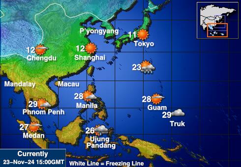 Laos Vejret temperatur kort 