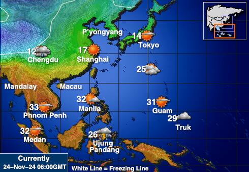 Laos Temperatura Mapa pogody 