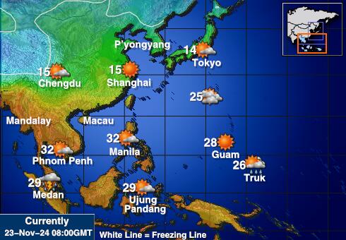 Laos Wetter Temperaturkarte 