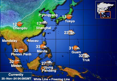 Laos Weather Temperature Map 