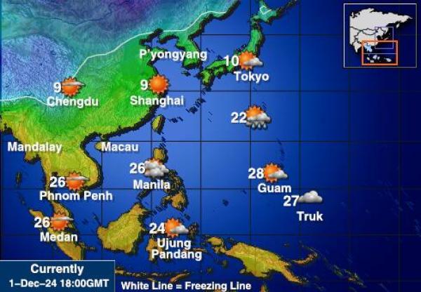 Laos Været temperatur kart 