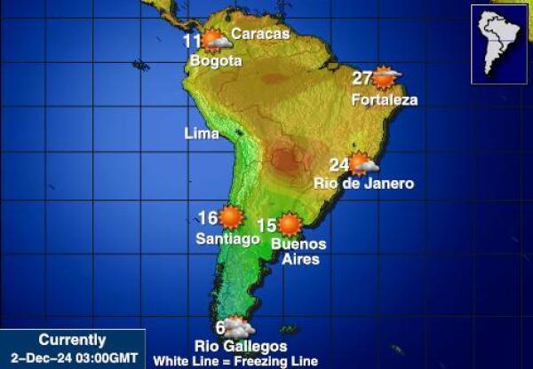 America latina Mapa de temperatura Tiempo 