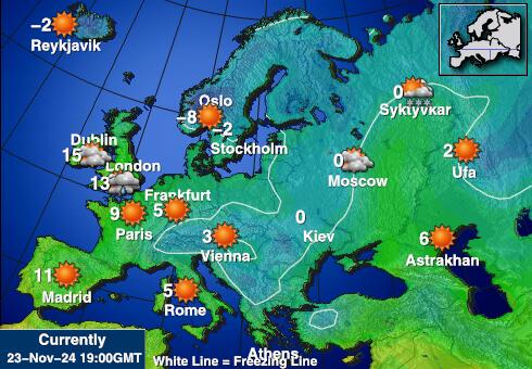 Letonija Vremenska prognoza, Temperatura, karta 