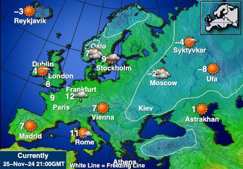 Letland Weer temperatuur kaart 