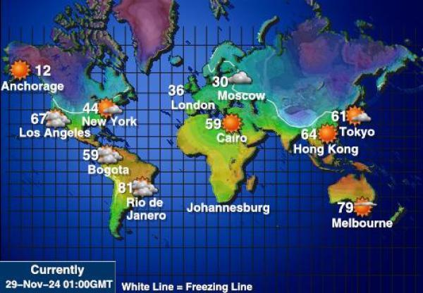 Libanon Vremenska prognoza, Temperatura, karta 