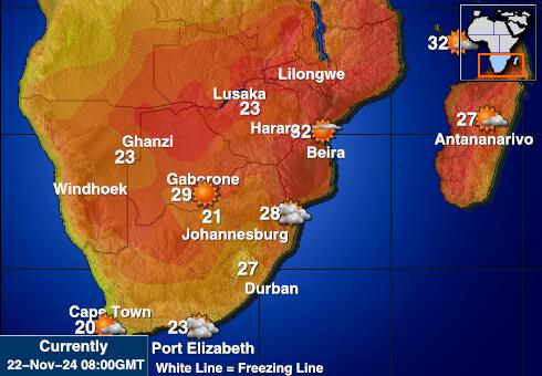 Lesotho Weer temperatuur kaart 