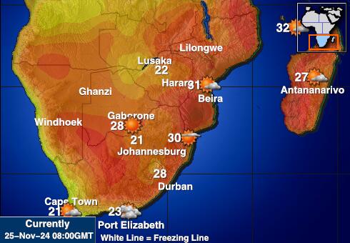 Lesotho Mapa temperatura Tempo 