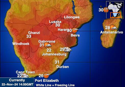 Lesotho Ilm temperatuur kaart 