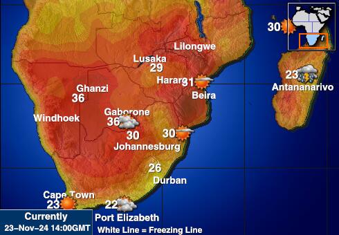 Lesotho Carte des températures de Météo 