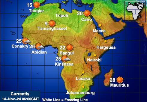 Liberia Mapa de temperatura Tiempo 