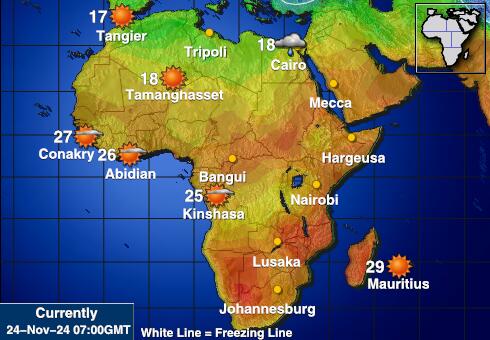 Liberia Temperatura Mapa pogody 