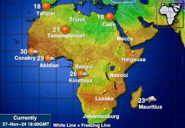 Liberia Vejret temperatur kort 