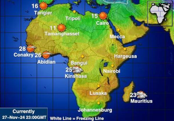 Liberija Vremenska prognoza, Temperatura, karta 