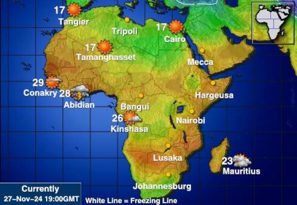 Liberia Wetter Temperaturkarte 