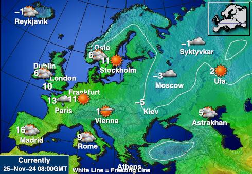 Lihtenštajn Vremenska prognoza, Temperatura, karta 